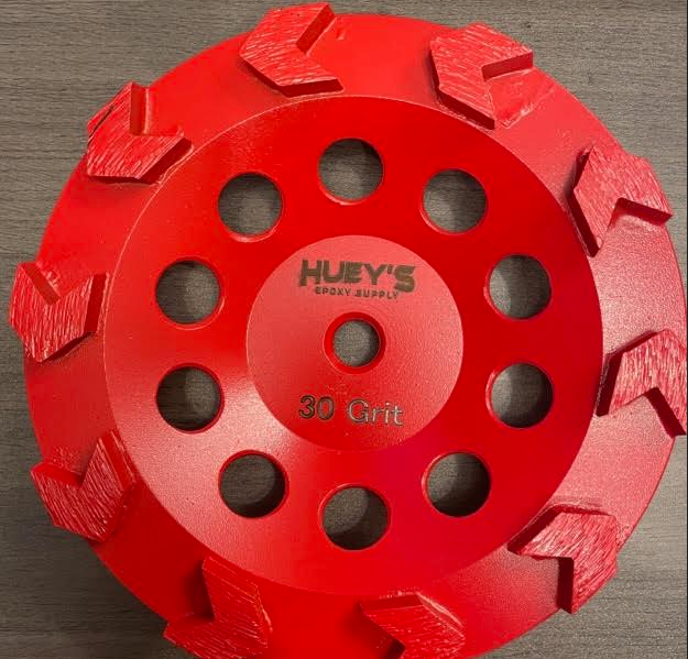 7" ARROW SEGMENT CUP WHEEL - 30 GRIT - Not Threaded  (RED)