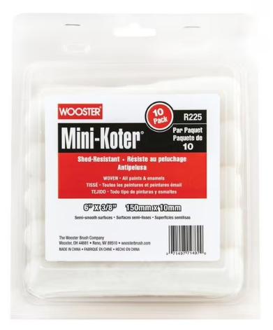 Mini-Koter Fabric 6 in. W X 3/8 in. Mini Paint Roller Cover 10 pk