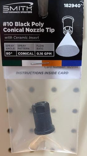 Nozzle #10 Black Poly .10 GPM-80 Degree for Smith Sprayer