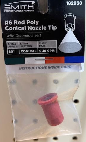 Nozzle #6 Red Poly .10 GPM-80 Degree for Smith Sprayer